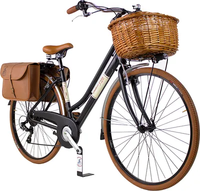 Produktbild von Dolce Vita by Canellini Fahrrad Citybike Frau Aluminium mit Korb und Tasche - Schwarz M