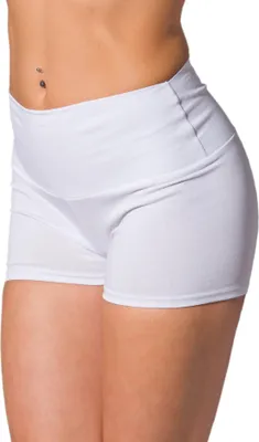 Produktbild von Alkato Damen Sport Shorts mit Hohem Bund Hotpants Radlerhose Long Shorts, Farbe: Weiß, Größe: 38