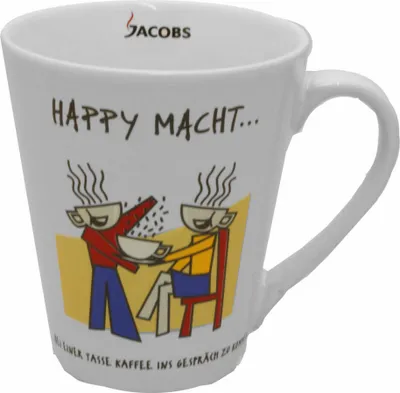 Immagine prodotto di Jacbos Kaffeebecher HAPPY MACHT…, Kaffeetasse, Kaffee Becher, Porzellan, 250 ml
