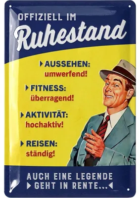 Produktbild von LANOLU Retro Blechschild Ruhestand Geschenk zum Renteneintritt Männer, Rentner Geschenk, lustige Deko Pensionierung, Rentenbeginn 20x30cm