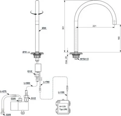 Produktbild von IDEAL STANDARD A7832XG Berührungslose Waschtischarm. Solos