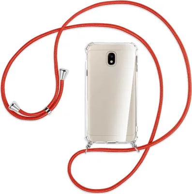 Produktbild von Handykette Backcover-Schutzhülle mit Band (Metall silberfarben) für Samsung Galaxy J3 2017 - rot