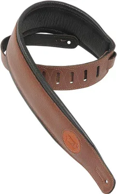 Image de Cordes de guitare rembourrées de 2,5 pouces avec fond en cuir et logo signature - Marron