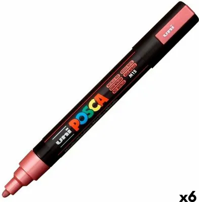 Imagen del producto de Rotulador Uni Posca PC-5M, punta de 1,8-2,5 mm, color rojo metálico, paquete de 6 unidades