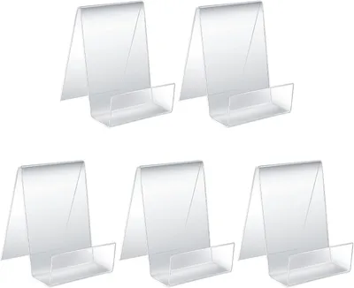 Produktbild von 5 Stück transparente Acryl-Bücherständer – Tischständer – schräg – Tablet-Halter – Bücherstützen – Staffelei-Ständer für Fotos – Bücher