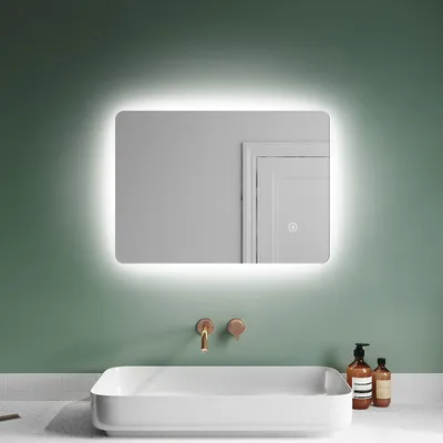 Produktbild von SONNI Badspiegel mit LED-Beleuchtung & Touch-Schalter energiesparend IP44 Wand-Spiegel 70 x 50cm