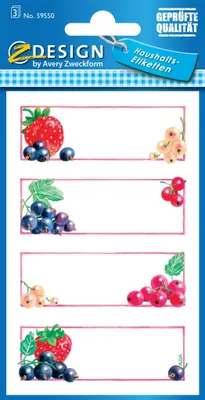 Immagine prodotto di Avery Zweckform® 59550 Z-Design etichette per marmellata fragole ribes 3 fogli/12 etichette(P)