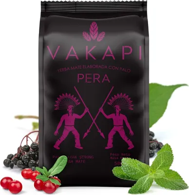 Immagine prodotto di Tè Yerba mate VAKAPI Pera 500g - Yerba mate del Paraguay aromatizzato alla frutta - tè mate forte sfuso 0,5kg - vegan, senza glutine