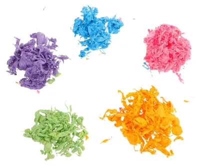 Produktbild von 5 Beutel natürlicher getrockneter Papierbrei in 5 Farben für die Papierherstellung und Bastelprojekte