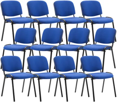 Produktbild von CLP 12er Set Besucherstuhl Ken Stoff stapelbar und mit gepolsterter Rückenlehne blau