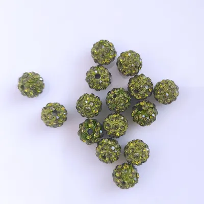 Produktbild von Shamballa Perlen, glitzer, 8 mm, 15 Stück, Grün