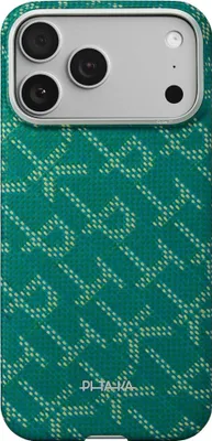 Produktbild von Pitaka Hülle für iPhone 17 Pro Max, Ultra-Slim, PitaTap™, Monogram-Gold/Grün