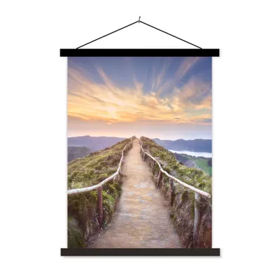 Produktbild von MuchoWow® Textilposter Berge - Natur - Weg 90x120 cm mit schwarzem Rahmen - Dekoration