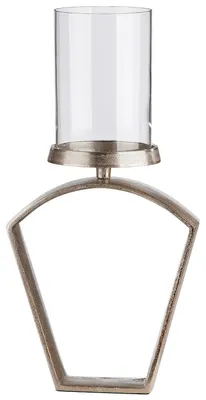Produktbild von GILDE Windlicht Nostro aus Aluminium - champagnerfarben - Höhe 27cm x Breite 20cm - Kerzenhalter