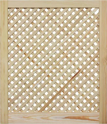 A wooden lattice fence panel.