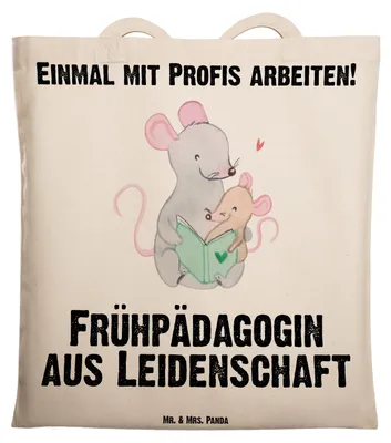 Produktbild von Mr. & Mrs. Panda Stoffbeutel Frühpädagogin Leidenschaft - Transparent - Geschenk, Lustig, Tote Bag, Ausbildung, Studium, Witzig, Uni Tasche, Shopping, Beutel, Spruch