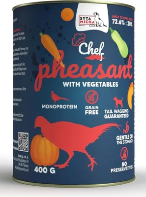 Produktbild von SYTA MICHA mokré krmivo bažant se zeleninou 400g pes