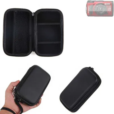 Produktbild von Kamera Tasche Hard Case Hardcase Schutz Hülle für Kompaktkamera kompatibel mit Olympus OM System Tough TG-7 mit Platz für Speicherkaten,