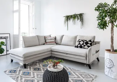 Produktbild von MIUFORM Charming Charlie - Ecksofa mit Bettfunktion und Bettkasten L-FORM LINKS - 234x200cm - Beige - Sofa Schlafsofa Couch