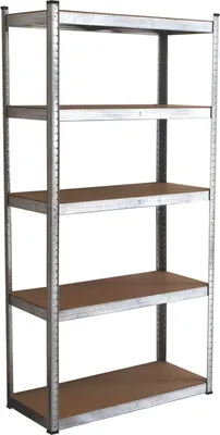 Produktbild von Schwerlastregal aus verzinktem Stahl 90×40×180 cm mit 5 MDF-Böden je 175 kg belastbar – stabiles Steckregal für Keller Garage Werkstatt Lagerraum