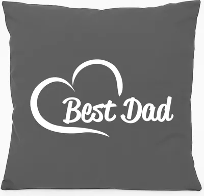 Produktbild von Huuraa Kissen Best Dad Heart 40x40cm mit Füllung Steel Grey Baumwolle Dekokissen Geschenkidee