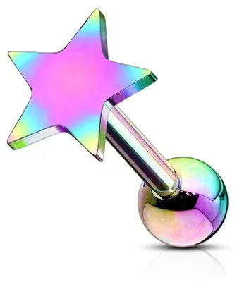 Produktbild von Helix & Tragus Ohr Piercing „Stern“ Regenbogen