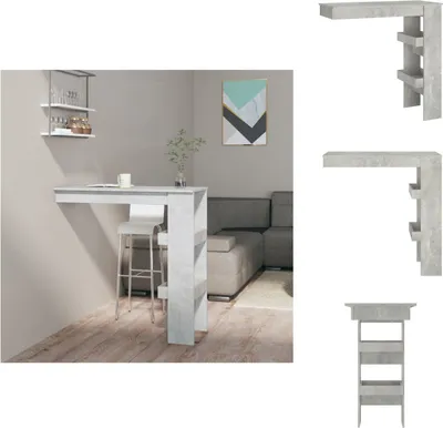 Zdjęcie produktu dla vidaXL Przyścienny stolik barowy betonowy szary 102x45x103,5 cm materiał drewnopochodny - Stoły do jadalni