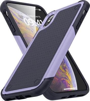 Produktbild von Für iPhone XS Max Hülle Militärqualität Stoßfest Hybrid 2 in 1 Hart PC Weich TPU Handyhülle Lila Blau