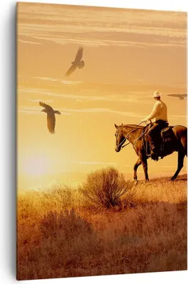 Produktbild von Bild auf Leinwand - Leinwandbild - Einteilig - Pferd Cowboy Bauernhof Reiten - 70x100cm - Wand Bild - Wandbilder - Leinwanddruck - Wanddekoration - Leinwand bilder - Wandbild - PA70x100-2955