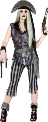 Produktbild von Geisterpiratin Halloweenkostüm für Damen grau