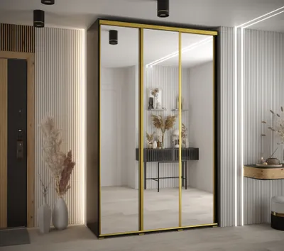 Obrázok produktu pre Šatníková skriňa ASIRI 2 - 150/45 cm, čierna / zlatá