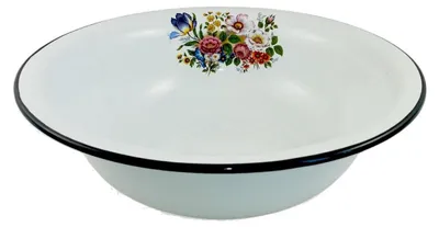 Produktbild von Emaille Schüssel RUND 12 Liter mit Motiv Blumen Retro Nostalgie Geschirr Taz Tas