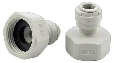 Produktbild von DMfit Schlauchverbinder 3/4' BSPP auf 9,5mm (3/8') Push-Fit Adapter, lebensmittelecht, für Wasser- und Luftleitungen, AFAB0609F-1