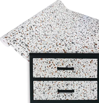 Produktbild von Klebefolie Möbel 67x100 cm Meterware - Terrazzo Grau - Selbstklebende Möbelfolie im Deko-Stil - Klebefolie für Möbel ideal für Küche, Bad und DIY Projekte