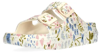 Produktbild von Laura Vita Damen Pantolette Schnallen floral farbenfroh Plateau NUON 01, Größe:36 EU, Farbe:Beige