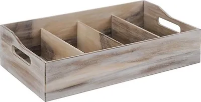 Produktbild von APS 11951 Besteckbehälter VINTAGE, Akazienholz (weiß), 51 x 28 cm, Höhe 13 m, 4 Fächer je 26 x 11,5 cm
