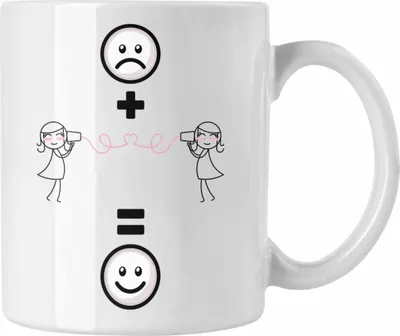 Produktbild von Trendation - Beste Freundin Tasse Geschenk für BFF Beste Freundinnen Lustige Geschenkidee :( + Beste Freundin = :) Geburtstag (Weiß)