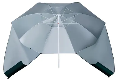 Produktbild von 2-in-1-Strandsonnenschirm mit 2 Seitenteilen, tragbares UV-Schutz-Sonnensegel mit Tragetasche, ? 210 x 222 cm, Grš¹n