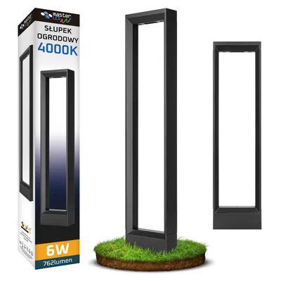 Produktbild von MasterLED LED Pollerleuchte Schwarz 6W Neutralweiß 4000K Aluminium Gartenleuchte Außenleuchte stehend für Wege Terrasse Einfahrt