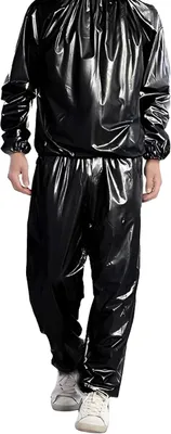Produktbild von TureClos Saunaanzug für Erwachsene, Heimsalon, Übung, Schwitzen, Gewichtsverlust, Jacke, wiederverwendbar, waschbar, Sportanzüge, Kleidung, Sportausrüstung, Schwarz, XXL