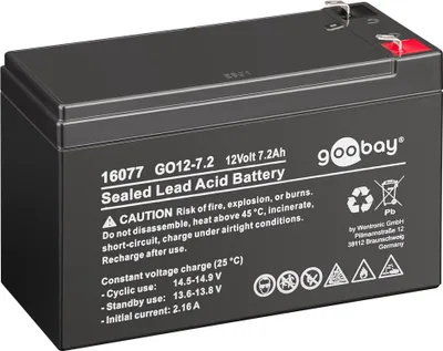 Obrázek produktu pro Goobay GO12-7.2, 7200 mAh, 12 V, Faston (4,8 mm), olověná kyselina