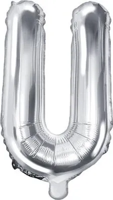Produktbild von Folienballon Buchstabe „U“, 35cm, silber (1 Karton / 50 Stück)