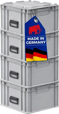 Produktbild von SuperSparSet 4x Eurobox NextGen Portable  Germany | HxBxT 33,5x30x40cm | 30 Liter | Grau | Eurobehälter, Transportbox, Transportbehälter, Stapelbehälter