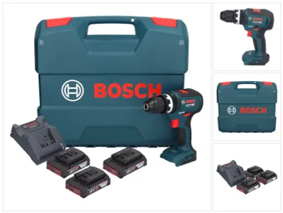 Obrázek produktu pro Bosch GSB 18V-55 Professional akumulátorová příklepová vrtačka 18 V 55 Nm bez kartáčů ( 0615990M5V ) + 3x akumulátor 2,0 Ah + nabíječka + kufr