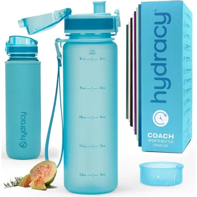 Produktbild von Trinkflasche mit Fruchteinsatz 500ml BPA-frei Zeitmarkierung Auslaufsicher Aqua Blau
