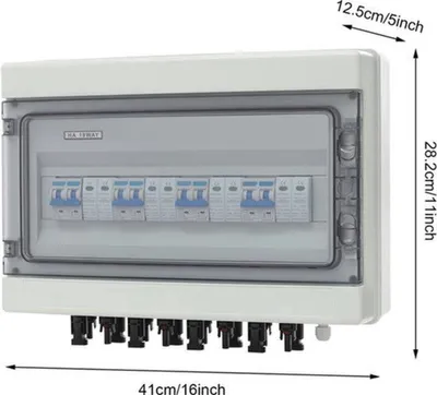 Imagen del producto de Caja combinadora solar para paneles solares – Caja de distribución impermeable con protección contra sobretensiones de 1000 V CC