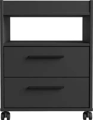 Zdjęcie produktu dla Rollcontainer >TEZAUR< 2 Schübe, 1 Fach, Rollen, schwarz matt - 48,4x63x42cm (B/H/T)