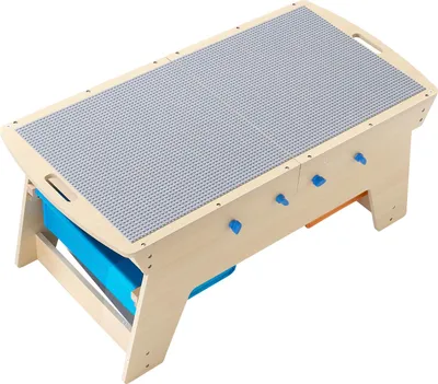 Obrázek produktu pro SucceBuy dětský stůl 905 x 497 x 393 mm, dřevěný stůl na aktivity, multifunkční hrací stůl s 200 stavebními bloky a 3 úložnými boxy, stůl na stavebnice, dárek pro děti od 3 let, dřevěný vzhled