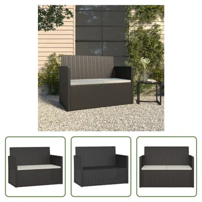 Produktbild von The Living Store Gartenbank mit Kissen Schwarz 105 cm Poly Rattan