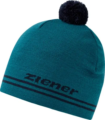 Produktbild von ZIENER Imhan Hat sportliche Strickmütze mit Bommel, ZIENER Logo und Streifen für Damen und Herren